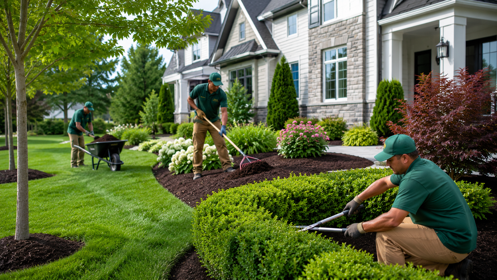 Professional landscaping and home service work in a suburban DMV neighborhood